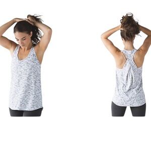 Lululemon Essential Pleated Racerback Tank Tiger Space Dye Black White Grey 6